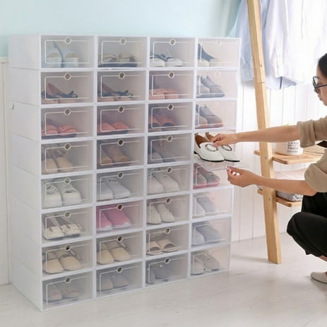 Details about   Shoe Box Large Set Stackable Sneaker Container Storage Home Clear Organizers